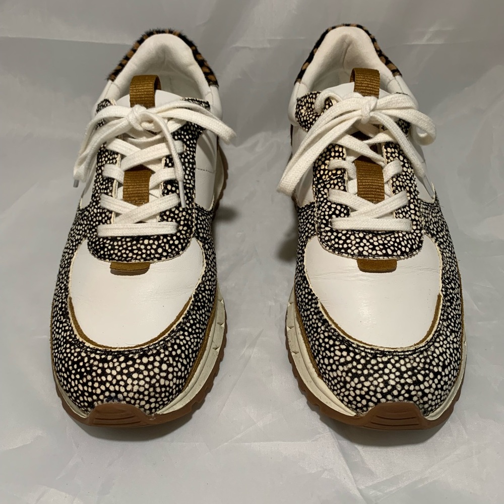 Madewell - Kickoff Trainer Sneakers in Leather and Spot Mix Calf Hair Size 8.5 - Picture 2 of 9